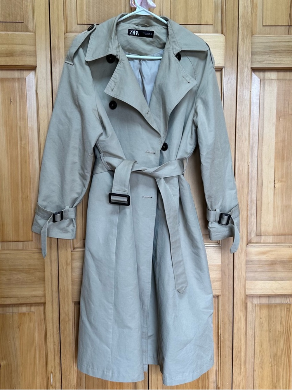 Zara Beige Double Breasted Trench Coat Belted Size S #20